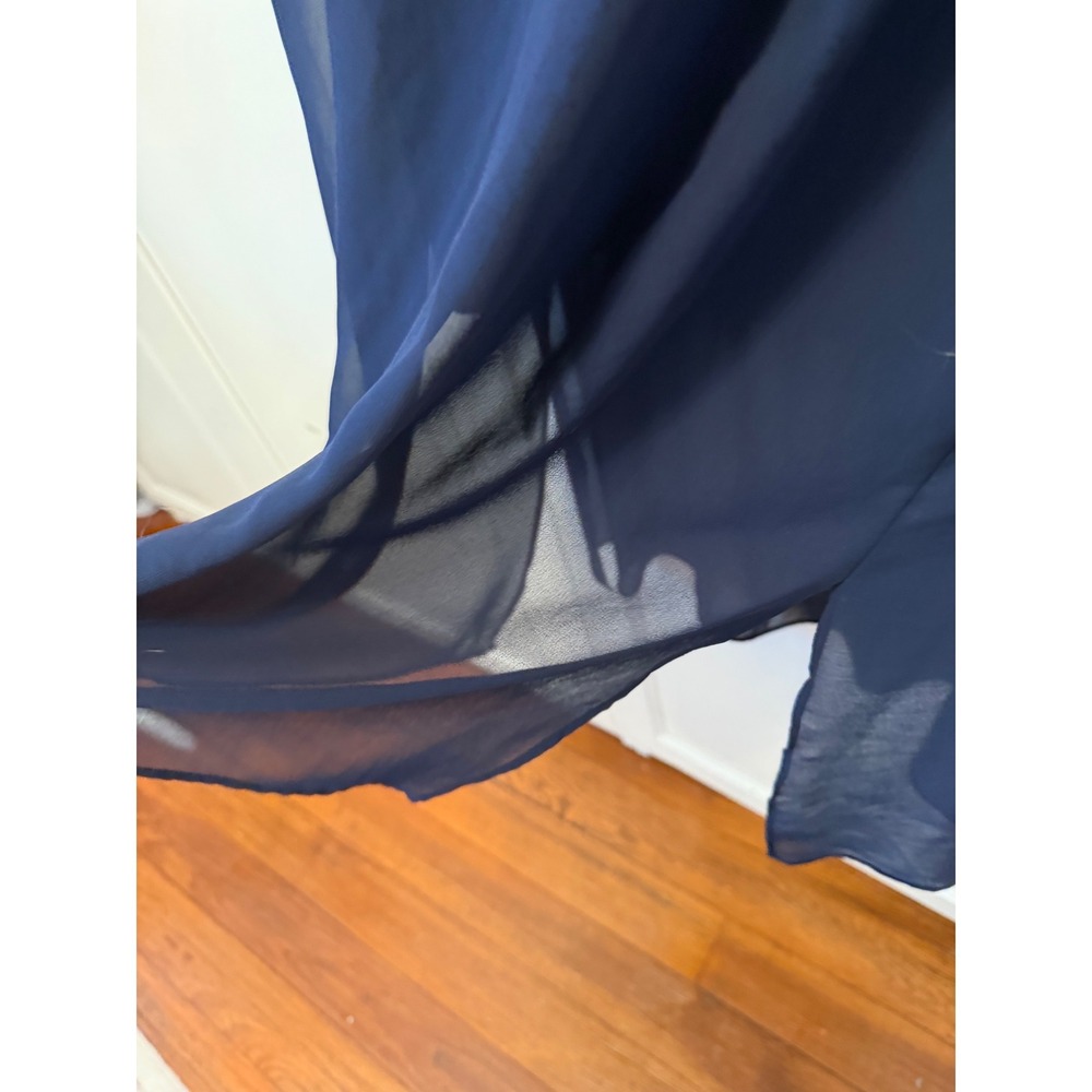 Adrianna Papell Navy Blue Flutter Sleeve Empire Waist Chiffon Midi Dress Size 10 - Picture 5 of 11